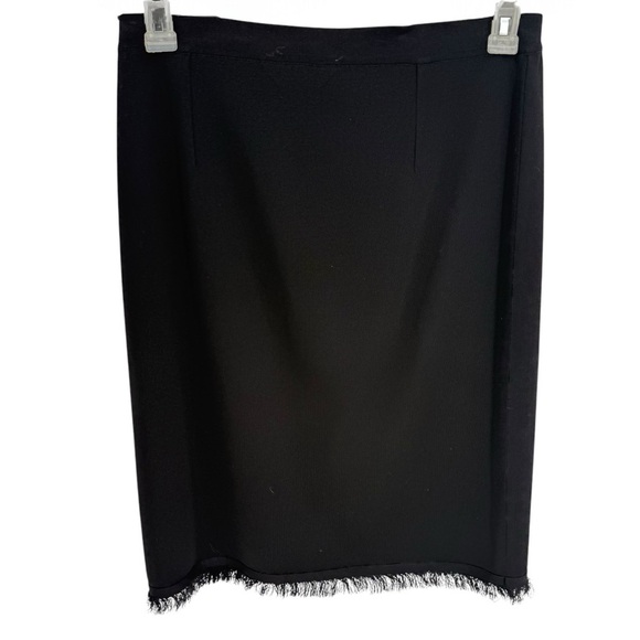 Misook Skirt Womens Size M Black Knit Pull On Midi Business Career Fringe Hem - Picture 2 of 7